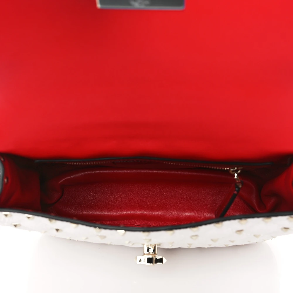 Lushentic Grade Replica Medium Rockstud Spike Shoulder Bag White Grey - Image 7