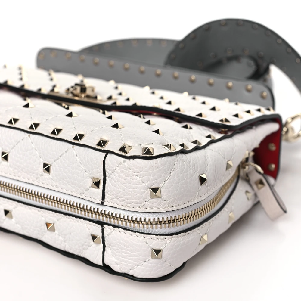 Lushentic Grade Replica Medium Rockstud Spike Shoulder Bag White Grey - Image 5