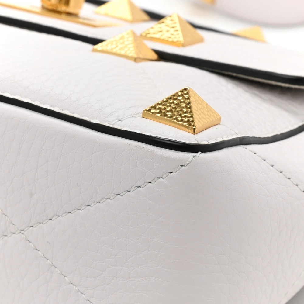 Lushentic Bag - Medium Roman Stud Shoulder Bag in Ivory Leather - Image 10