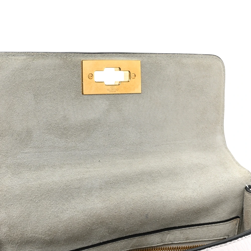 Lushentic Bag - Medium Roman Stud Shoulder Bag in Ivory Leather - Image 11