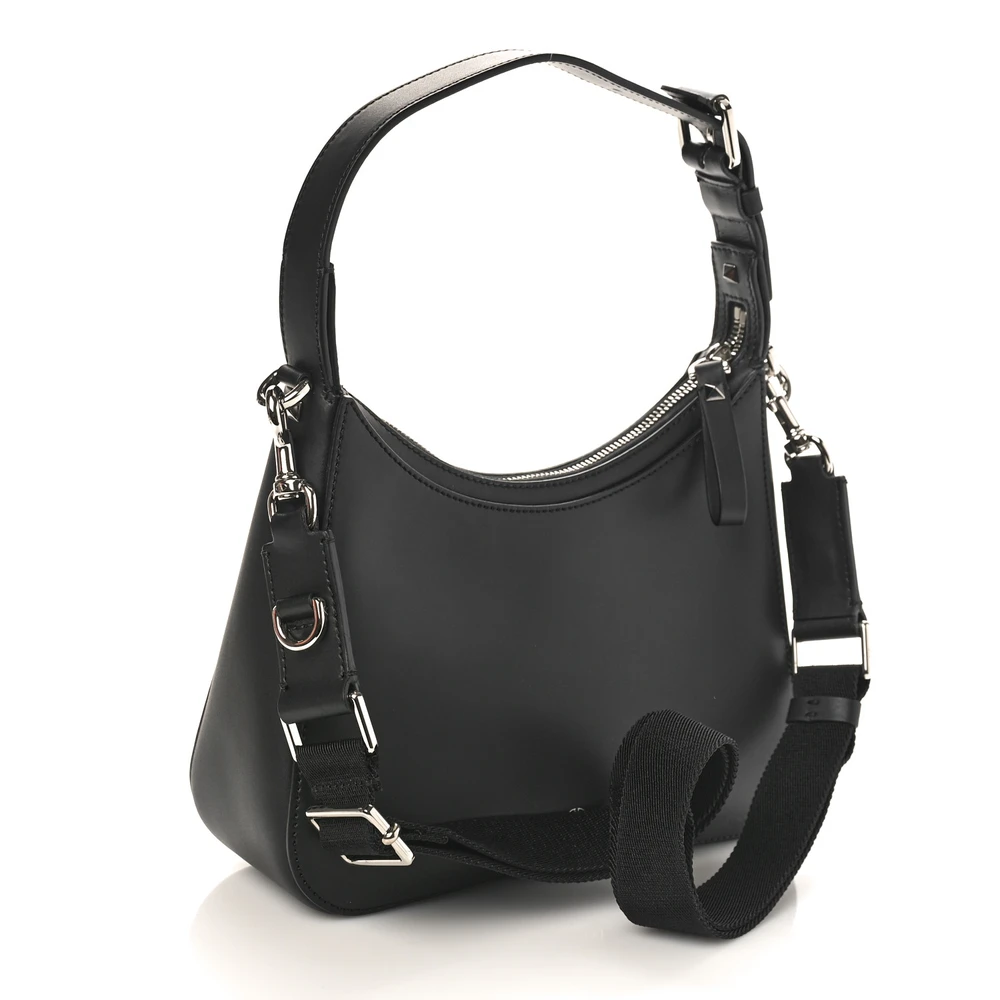 Lushentic Quality Bags Medium VLTN Print Shoulder Bag Black Calfskin Leather - Image 3