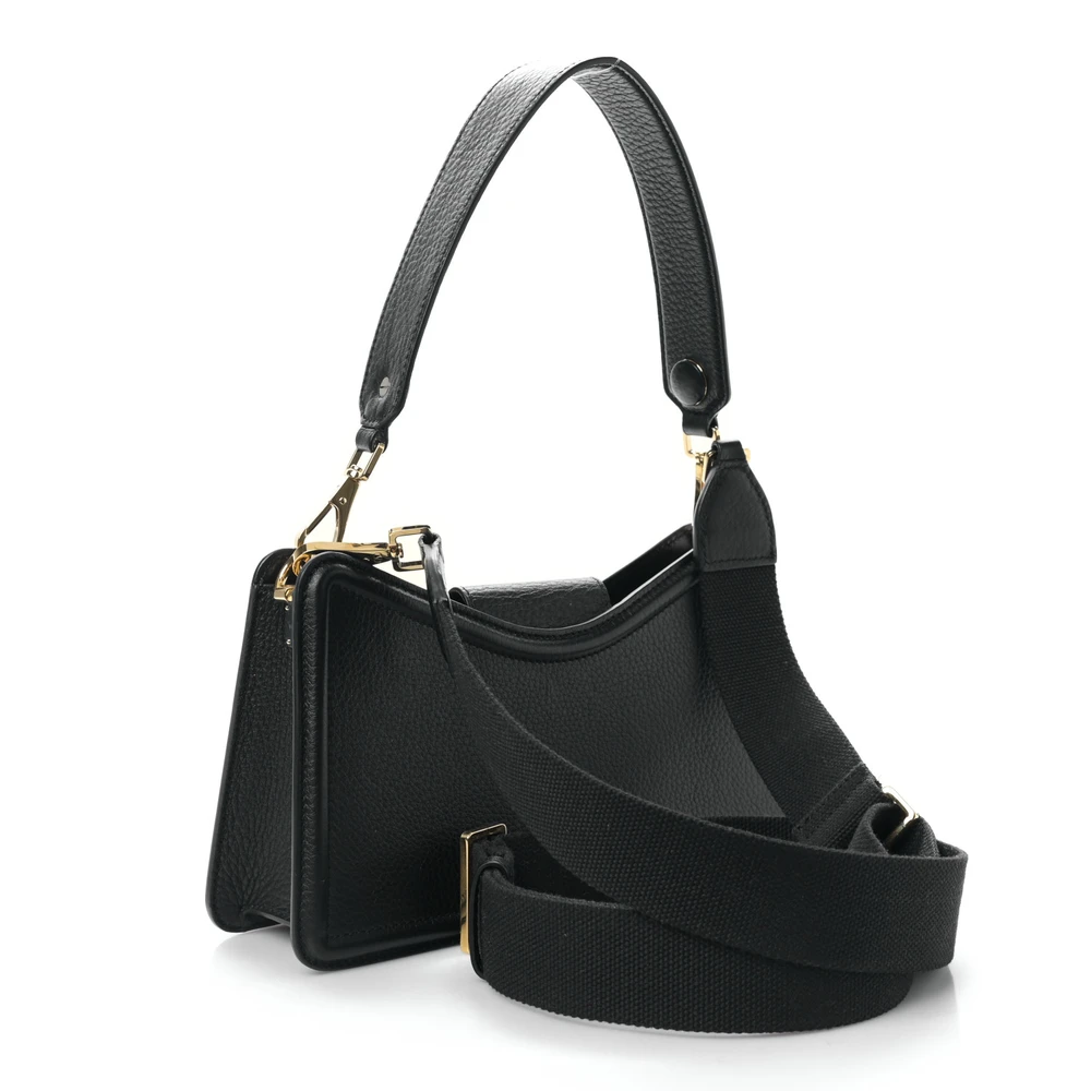 Lushentic Replicas Medium VLogo Signature Shoulder Bag Black Grainy Calfskin Leather Gold Hardware 2 - Image 3