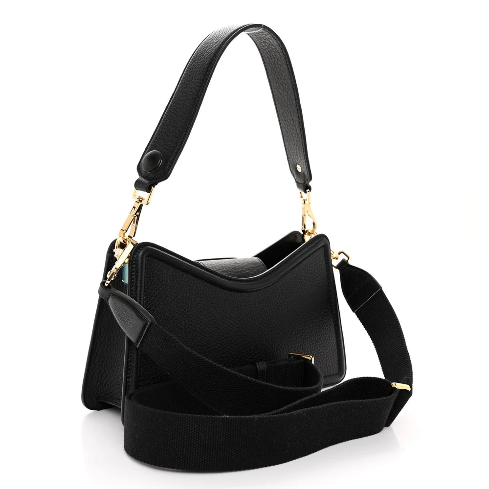Lushentic Replica Medium VLogo Signature Shoulder Bag Black Grainy Calfskin - Image 3