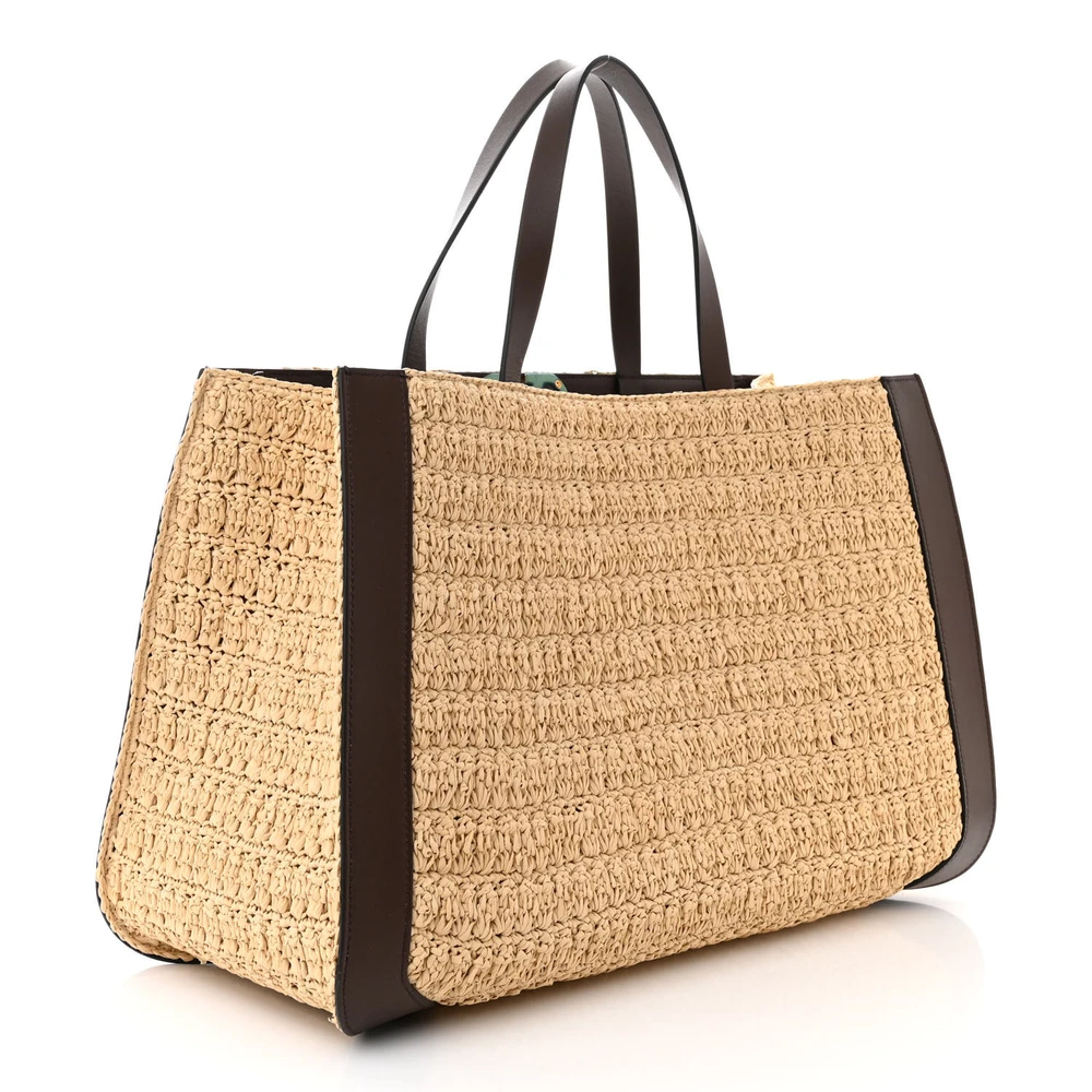 Lushentic Grade Medium Vlogo Tote in Naturale Fondant Raffia Leather - Image 3