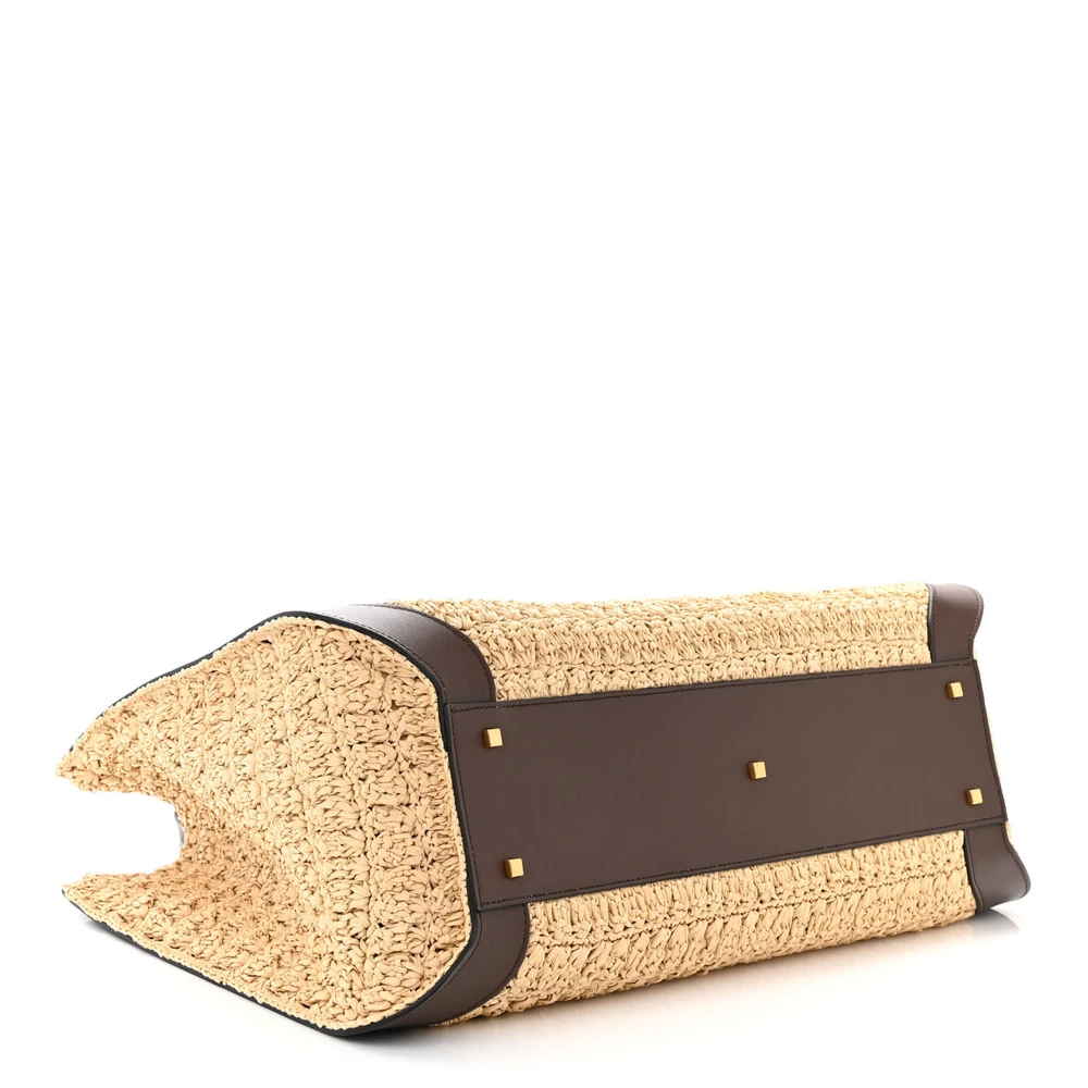 Lushentic Grade Medium Vlogo Tote in Naturale Fondant Raffia Leather - Image 6