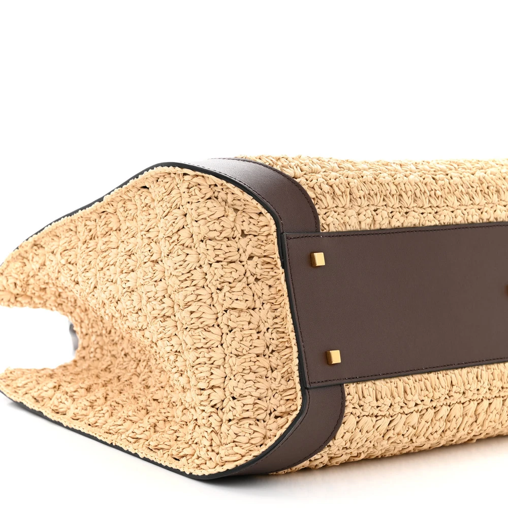 Lushentic Grade Medium Vlogo Tote in Naturale Fondant Raffia Leather - Image 4