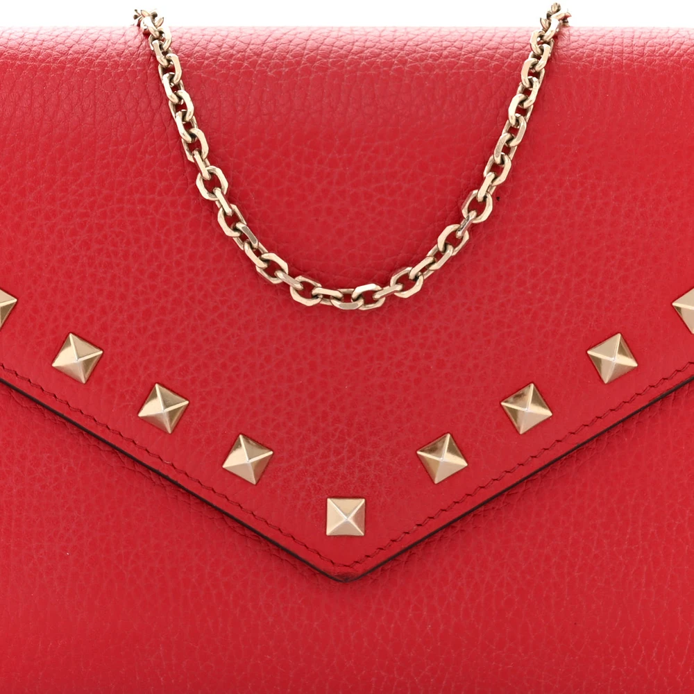 Lushentic Mini Rockstud Envelope Wallet in Rosso Valentino Leather - Image 8
