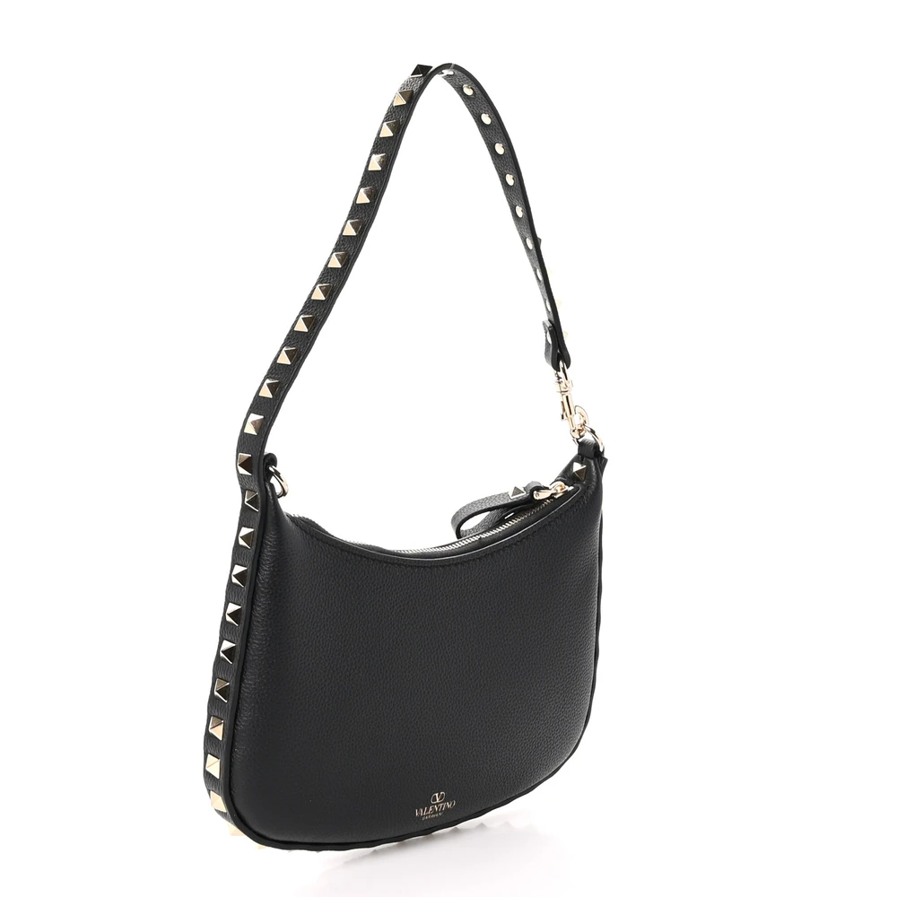 Lushentic Replicas Mini Rockstud Hobo Bag Black Grained Calfskin Leather - Image 3