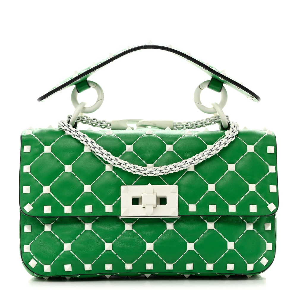 Lushentic Quality Bags - Rockstud Spike Shoulder Bag in Peppermint Nappa
