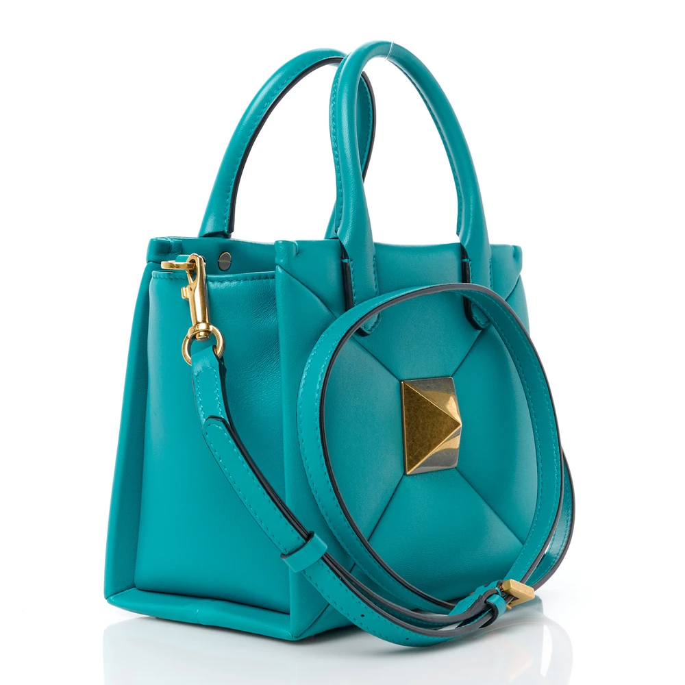 Lushentic Handbags: Small One Stud Handbag in Marine Green Nappa Leather - Image 3