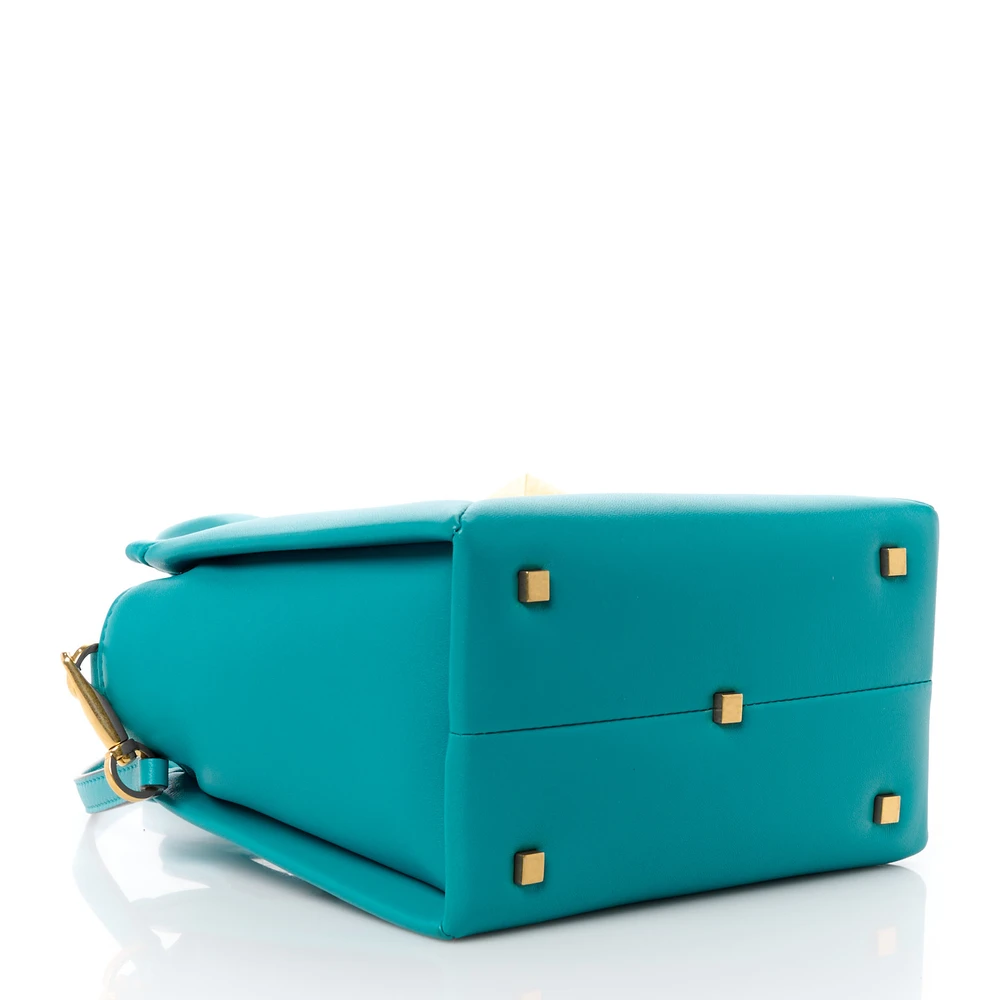 Lushentic Handbags: Small One Stud Handbag in Marine Green Nappa Leather - Image 6