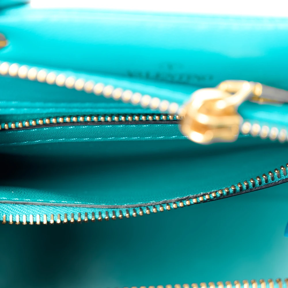 Lushentic Handbags: Small One Stud Handbag in Marine Green Nappa Leather - Image 8