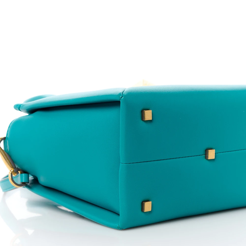 Lushentic Handbags: Small One Stud Handbag in Marine Green Nappa Leather - Image 4