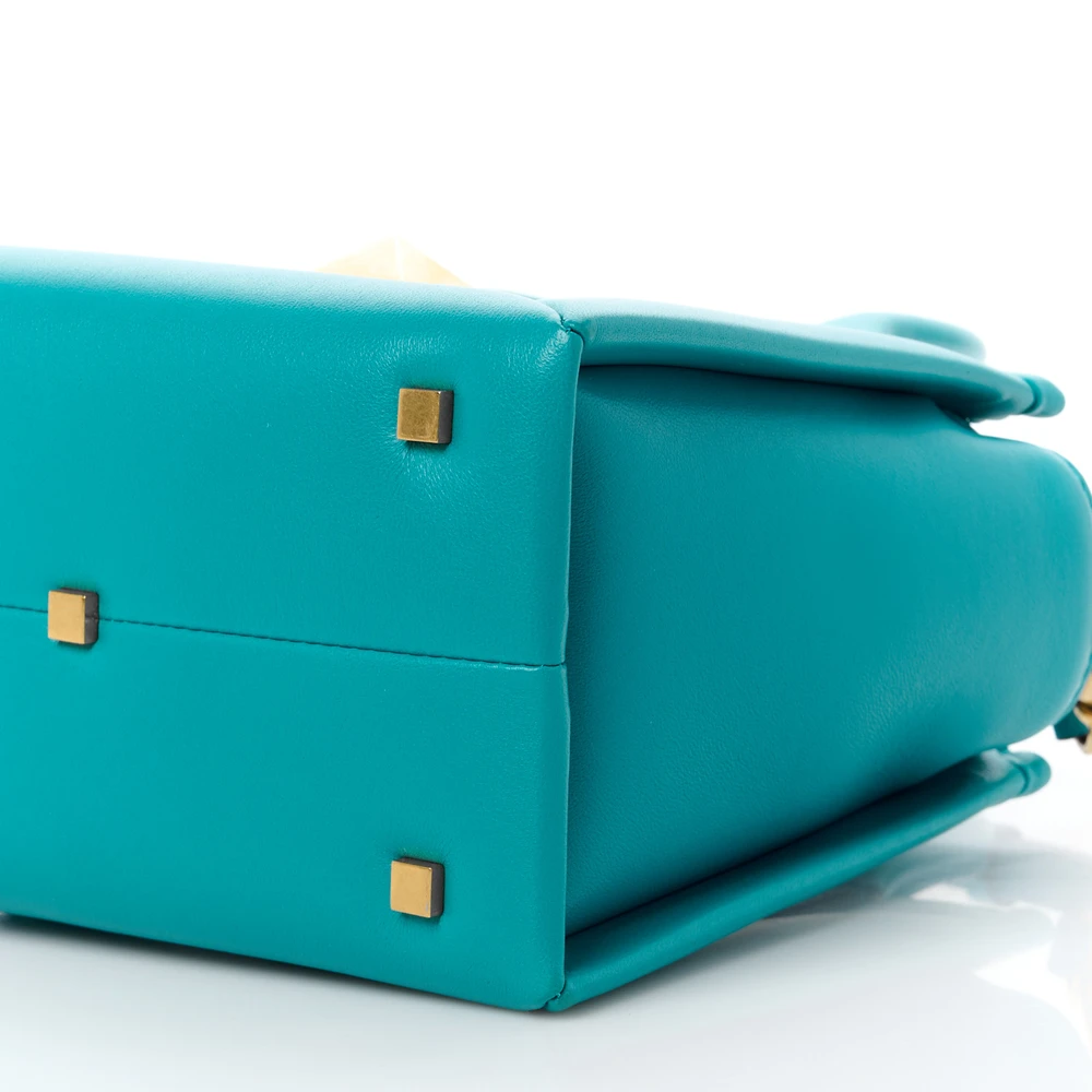Lushentic Handbags: Small One Stud Handbag in Marine Green Nappa Leather - Image 5