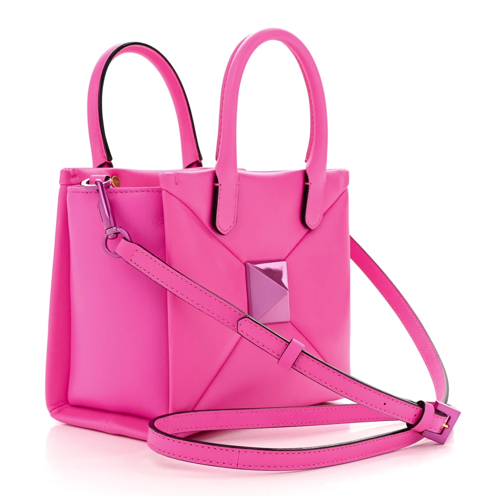 Lushentic Quality Handbags - Small One Stud Handbag in Pink Nappa Leather - Image 3