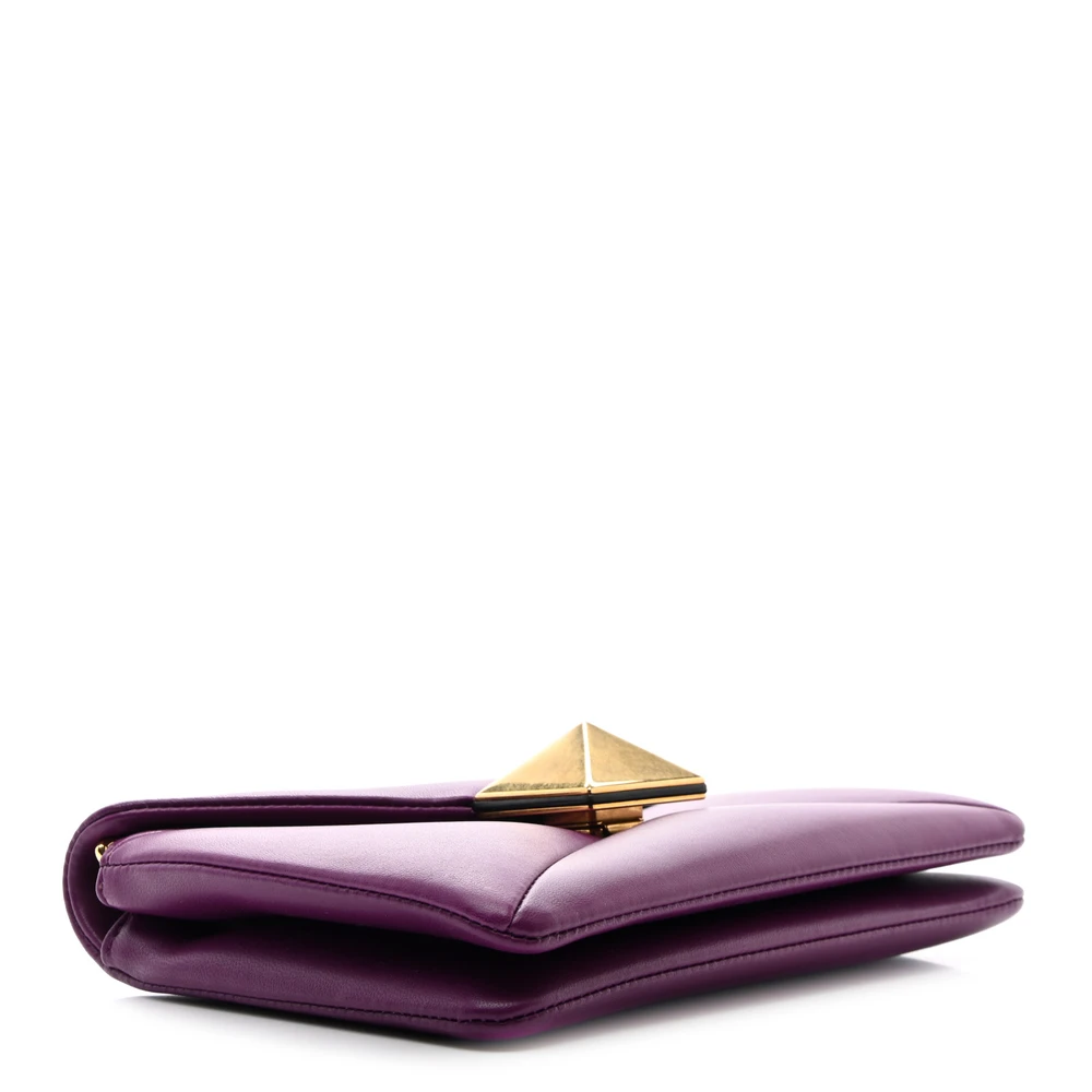 Lushentic Grade Small One Stud Wristlet Clutch Bag in Prune Nappa Leather - Image 4