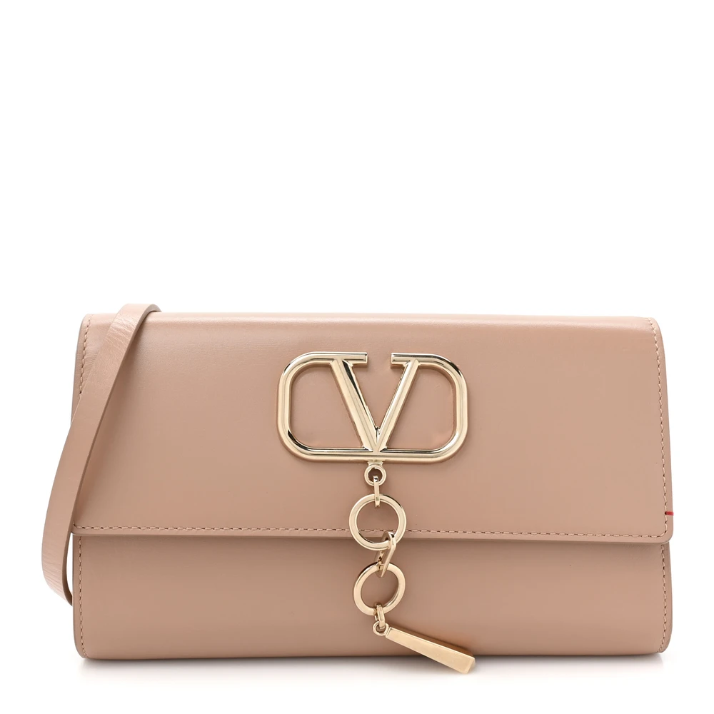 Lushentic Grade Handbags: Small Vcase Chain Wallet in Rose Cannelle Calfskin