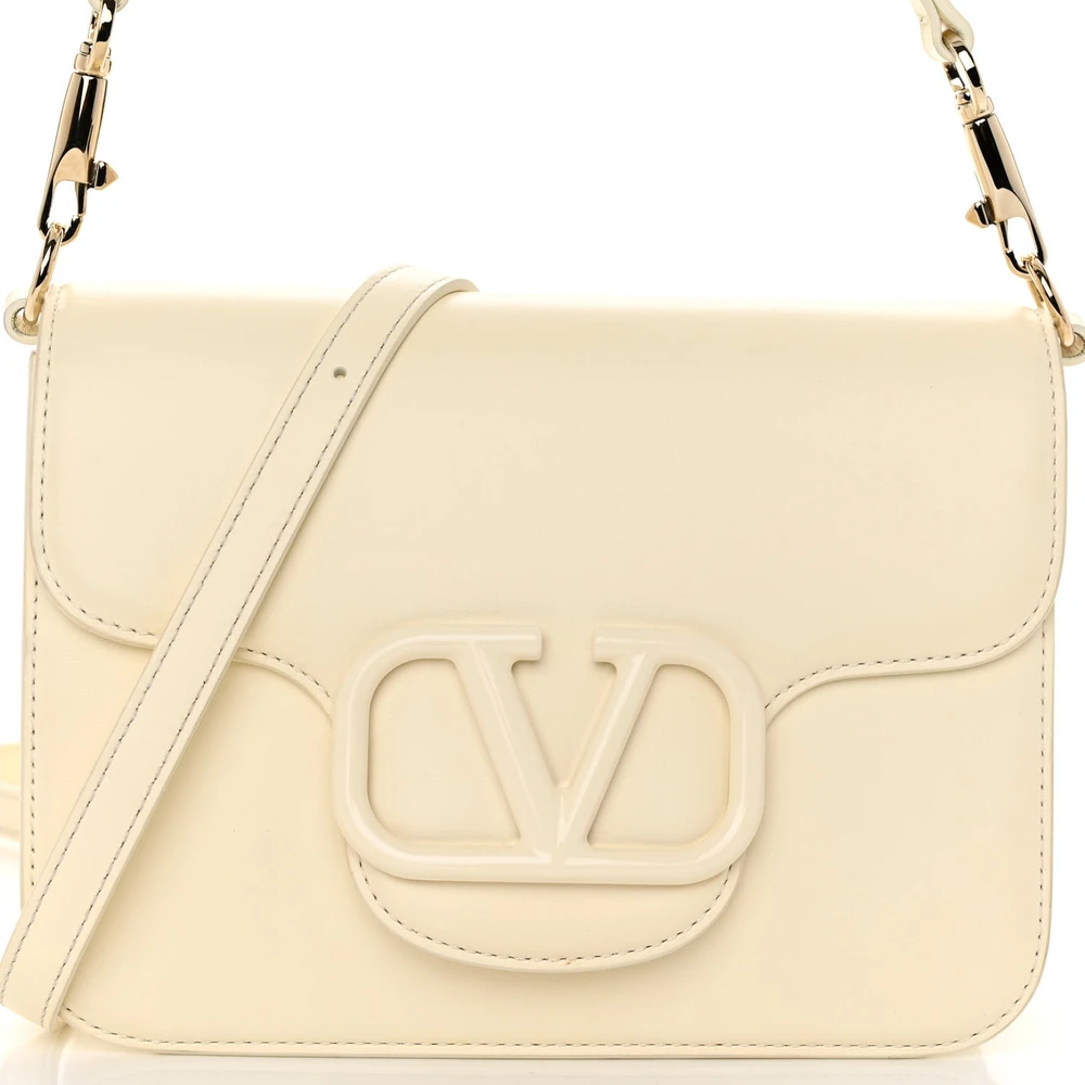 Lushentic Handbag Small Vlogo Loco Flap Shoulder Bag Ivory Leather - Image 8