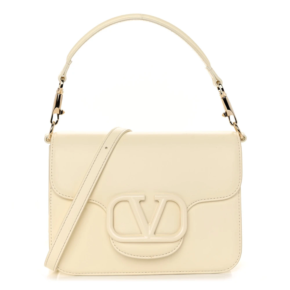 Lushentic Handbag Small Vlogo Loco Flap Shoulder Bag Ivory Leather