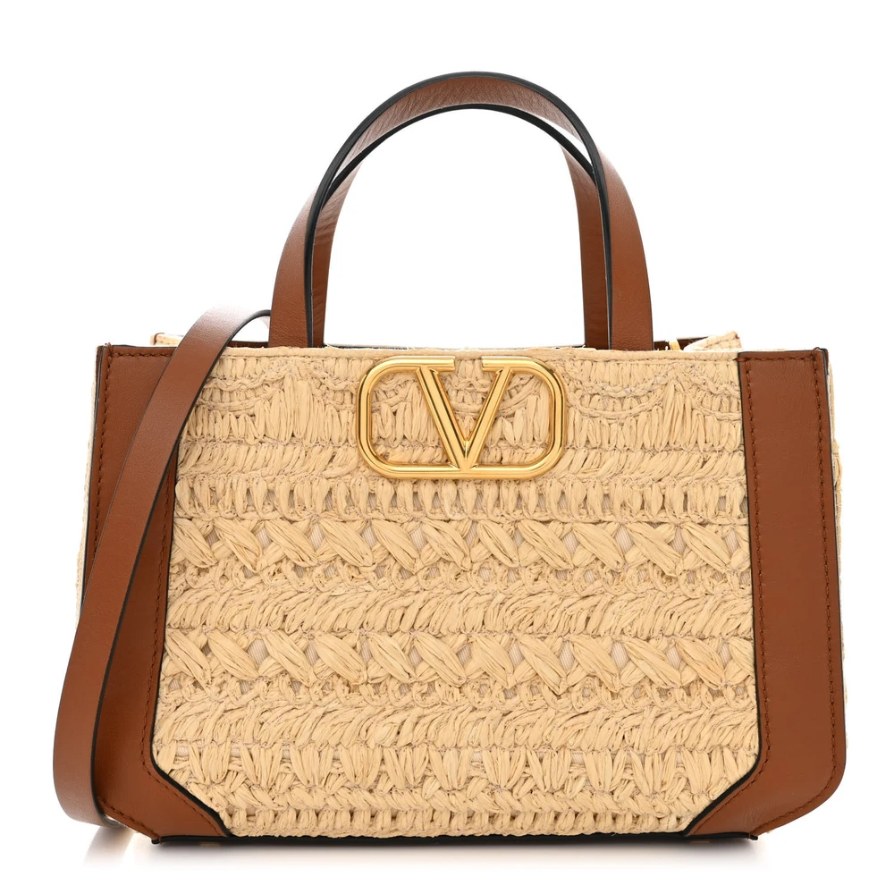 Lushentic Reviews Small Vlogo Signature Tote in Natural Saddle Brown