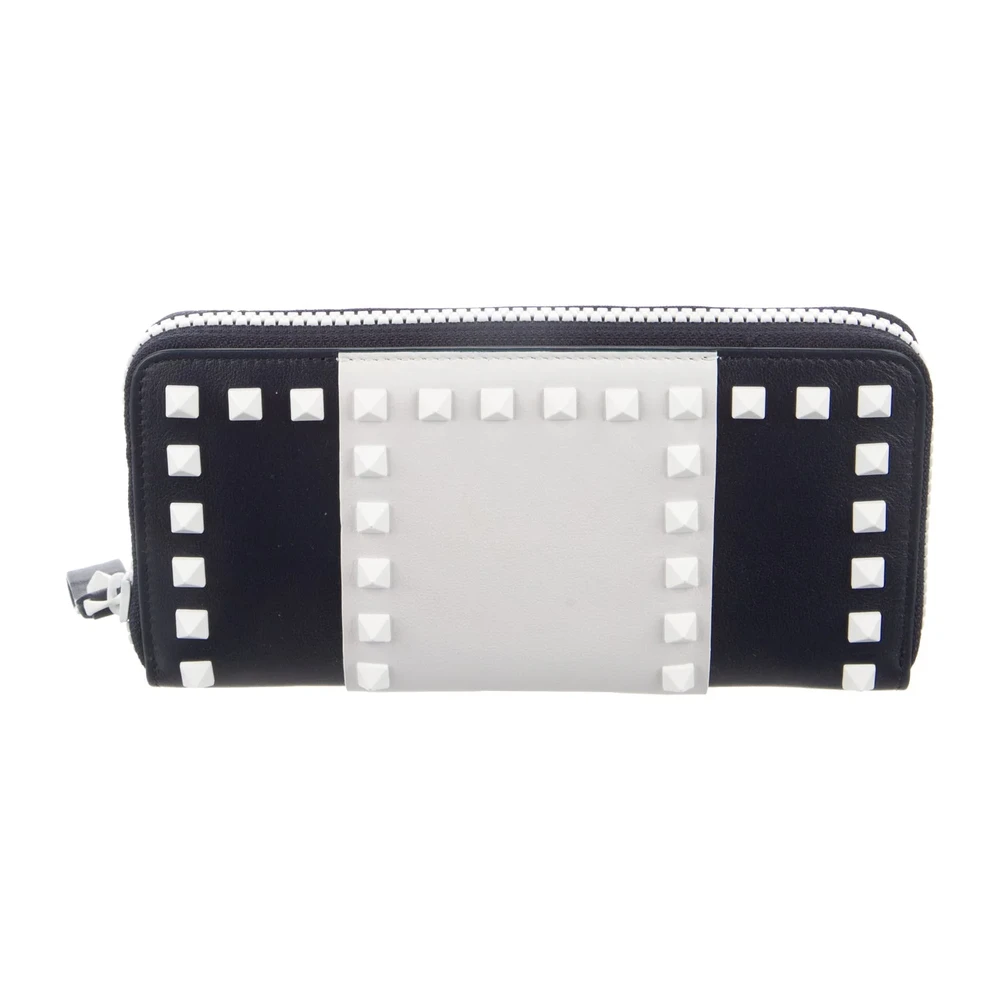 Lushentic Valentino Large Rockstud Continental Wallet Blue/White Calfskin Leather Silver Hardware - Image 2