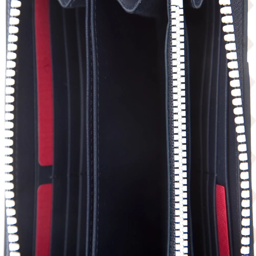 Lushentic Valentino Large Rockstud Continental Wallet Blue/White Calfskin Leather Silver Hardware - Image 3