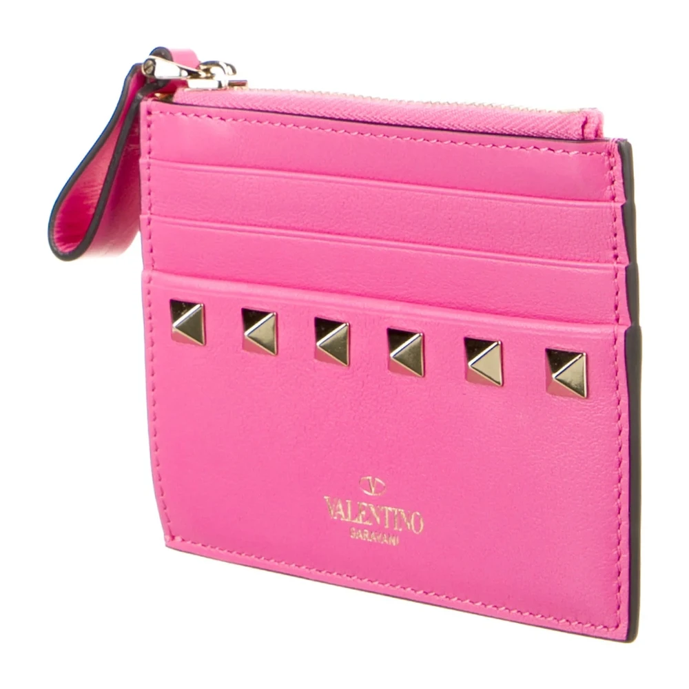 Lushentic Valentino Small Rockstud Accents Wallet Pink Leather Gold Hardware - Image 3