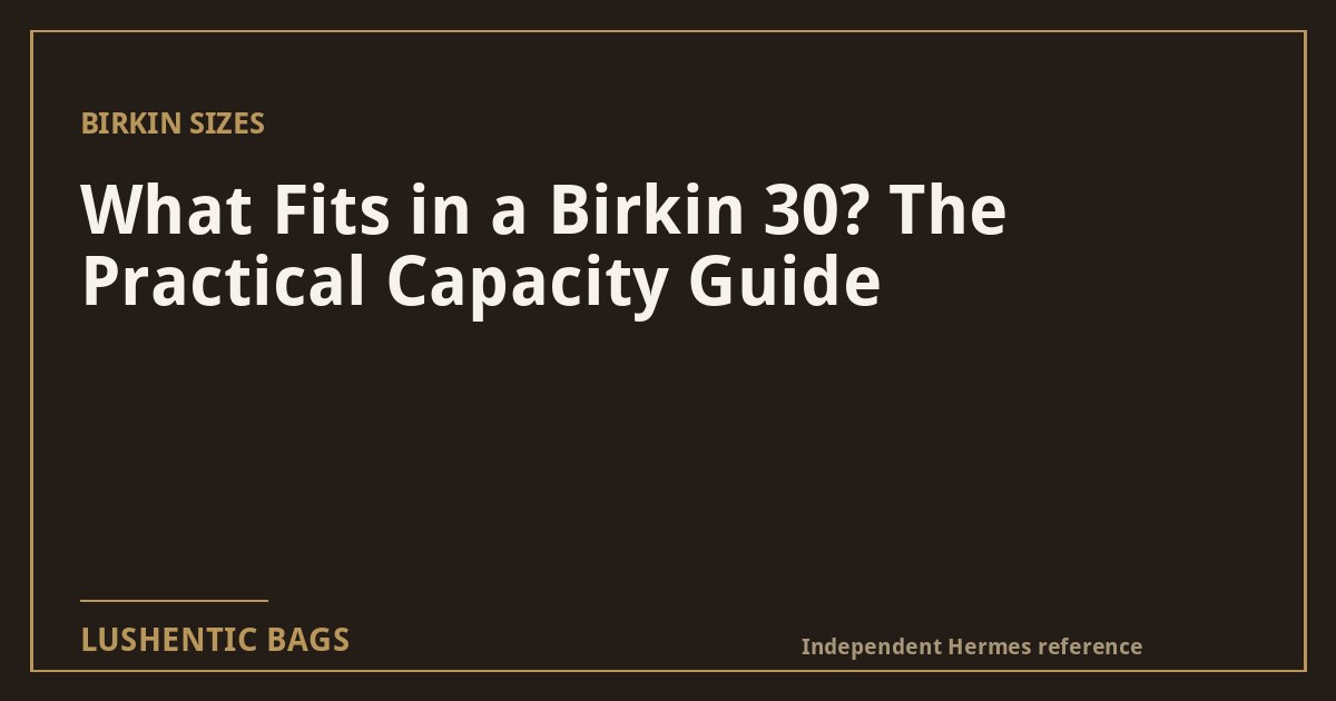 What Fits in a Birkin 30? The Practical Capacity Guide